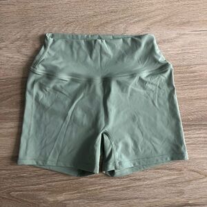 Sage green mini workout shorts